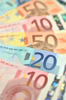 variety of euro banknotes