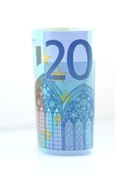 roll of euro banknotes