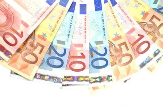 variety of euro banknotes
