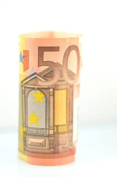 roll of euro banknotes