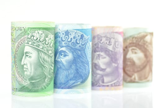variety of zloty banknotes from Poland