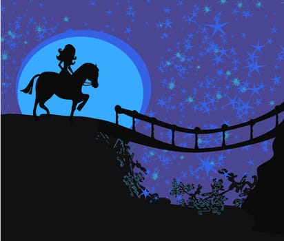 girl on the horse on top of the mountain