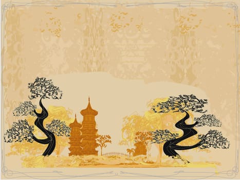 Chinese landscape - abstract ancient buildings