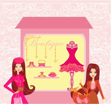Stylish girls shopping