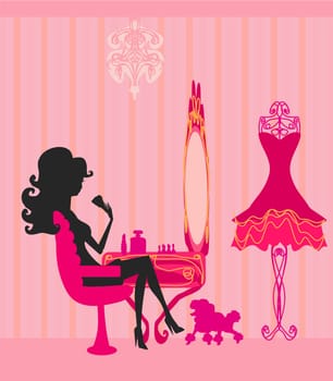 make up at home , silhouettes vector illustration