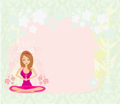 Yoga girl in lotus position ,abstract frame