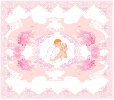 kissing couple, elegant wedding invitation