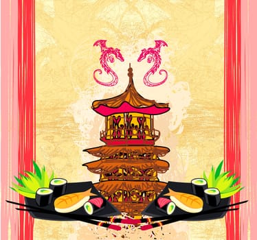 Japanese food menu - vintage paper