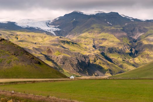 mountains and black sky in Vik in Iceland