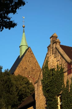 Church spire in Bösingfeld