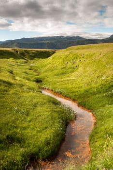 landscape in the mountains of Vik in Iceland