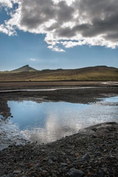 river among stones and mountains in Iceland