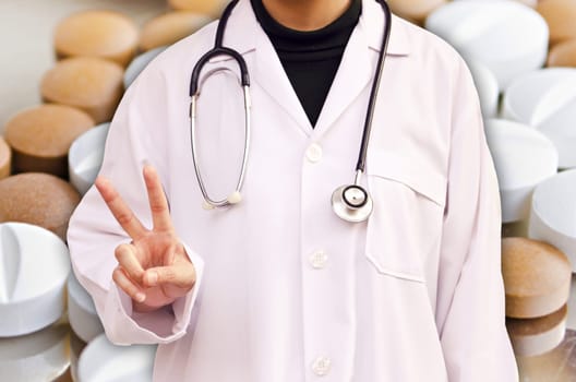 Heart hand doctor with a stethoscope isolated white background. (Medical Health Care Concept)