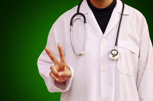 Doctor with a stethoscope in hospital. (Medical Concept)