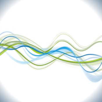 Blue and green shiny waves background