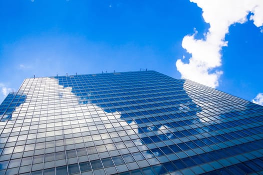Abstract building. blue glass wall of skyscraper