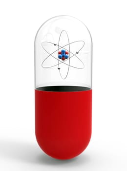 Model of a lithium atom in a pill, isolated on white