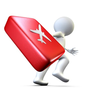 Concept showing the action of a person late who tries to catch his plane at time