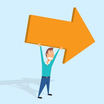 Man holding giant arrow