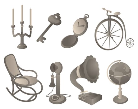 Antique objects set