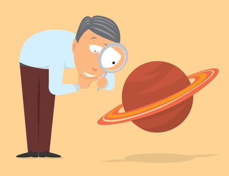 Astronomy / Guy examining saturn