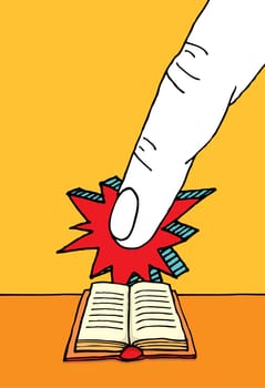 Huge finger pointing at the bible