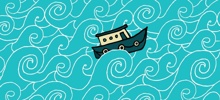 Small boat cruising a choppy sea