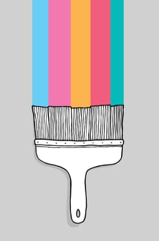 Colorful cartoon paintbrush with copyspace