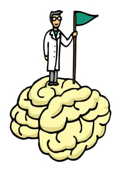 Scientist conquering brain
