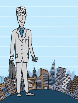 Businessman in the city with copyspace