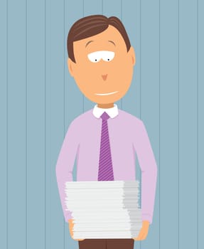 Work pending / Businessman carrying reports