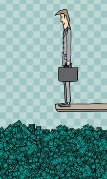 Businessman taking the plunge / Business concept