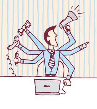Multi tasking businessman / Stressed occupied