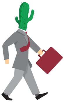 Greedy businessman walking alone