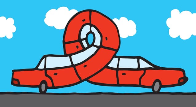 Cartoon car making an odd loop