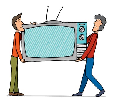 Teamwork / Moving huge tv set