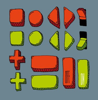 Hand drawn internet button set (color)
