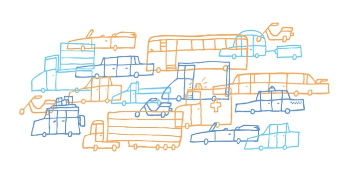 Cartoon car jam / Tough traffic
