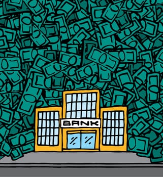 Bank earning money with copyspace
