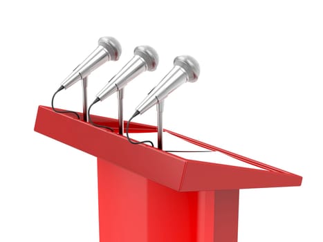 Rostrum with microphones and empty documents