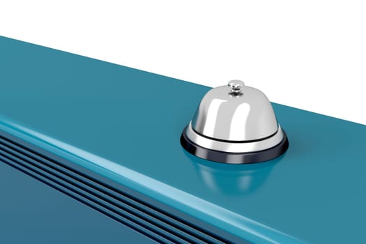 Silver service bell on reception desk