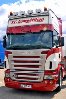 Ales - France - Grand Prix of France trucks May 25th and 26th, 2013 on the circuit of the Cevennes. trucks and stands of the competitors for the assistance and promotion.