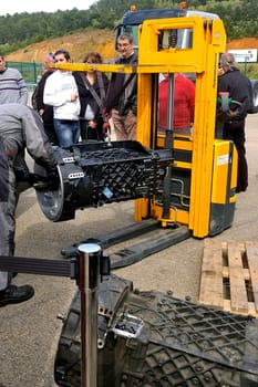Ales - France - Grand Prix of France trucks May 25th and 26th, 2013 on the circuit of the Cevennes. workshops of mechanics for the assistance of the trucks.