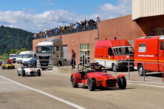 chases of Caterham on the circuit of the Cevennes with Ales in the French department of Gard the May 24th and 25th, 2013. On the circuit