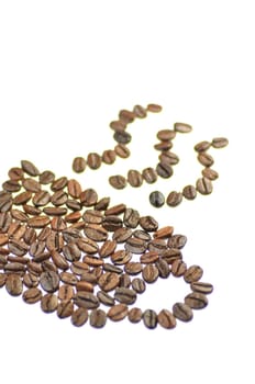 coffee cup made of coffee beans isolated on white background