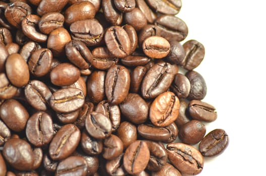 roasted coffee beans isolated on white background