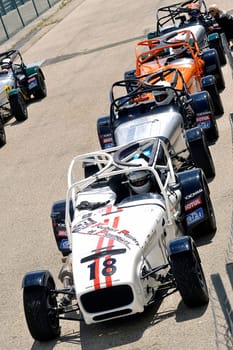 chases of Caterham on the circuit of the Cevennes with Ales in the French department of Gard the May 24th and 25th, 2013. on the starting line before the race