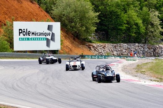 chases of Caterham on the circuit of the Cevennes with Ales in the French department of Gard the May 24th and 25th, 2013. On the circuit
