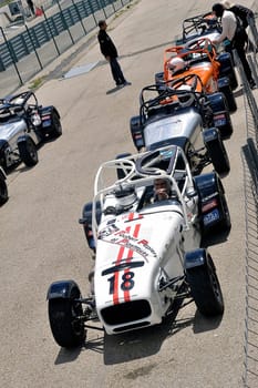 chases of Caterham on the circuit of the Cevennes with Ales in the French department of Gard the May 24th and 25th, 2013. on the starting line before the race