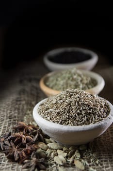 Cooking ingredients,spices on wooden table